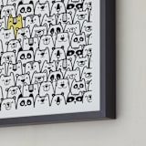 "All the Bears" - Art Print in Yellow & Black by Gila von Meissner - Frame Close-up