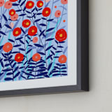 "Morning Flowers" - Art Print in Orange Sun by JW Solomon - Frame Close-up