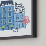 "Paris, J'adore" - Art Print in Parisian Blue by Ali Macdonald - Frame Close-up