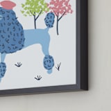 "Parisian Poodle" - Art Print in Parisian Blue by Ali Macdonald - Frame Close-up