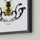 "Golden Beetle" - Art Print in Black & Gold by Katrina Leandro - Frame Close-up