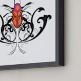 "Pink Beetle" - Art Print in Black & Pink by Katrina Leandro - Frame Close-up