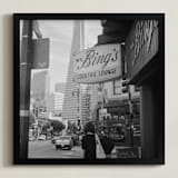 "Mr Bings Cocktail Lounge" - Art Print in Black by Austin Warnock - Framed