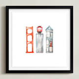 "San Fran Series" - Art Print in Red Orange by Christina Stensberg - Framed