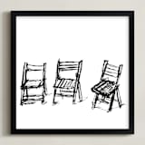 "Three Chairs" - Art Print in Black by Michael Hovitch - Framed