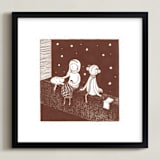 "Star Gazers" - Art Print in Chocolate by Maria Gromek - Framed