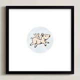 "When Pigs Fly" - Art Print in Sky Blue by Katherine Moynagh - Framed