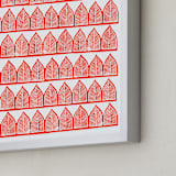 "Block Printed Arches" - Art Print in Red by Katharine Watson - Frame Close-up