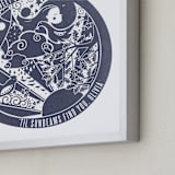 "Sweet Dreams 'til Sunbeams Find You " - Personalized Art Print in Navy by Tanya Lee of Frooted Design - Frame Close-up