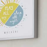 "Play All Day, Sleep All Night" - Personalized Art Print in Light Slate by Lisa Nelson - Frame Close-up