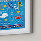 "El Mar" - Art Print in Light Blue by Kimberly Schwede - Frame Close-up