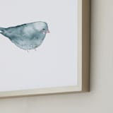 "Blushing Bird 2" - Art Print in light blue by Renee Anne Bouffard-McManus - Frame Close-up