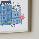 "Paris, J'adore" - Art Print in Parisian Blue by Ali Macdonald - Frame Close-up
