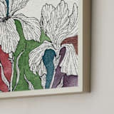"Resilient Blooms" - Art Print in Deep Garnet Red by Rushmi - Frame Close-up