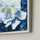 "Gardenia in Blue" - Art Print in Garden Blue by Jenny Partrite - Frame Close-up