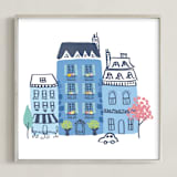 "Paris, J'adore" - Art Print in Parisian Blue by Ali Macdonald - Framed
