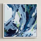 "Verdant Wave " - Art Print in Sea Blue by Katie Craig - Framed Canvas