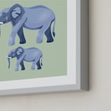 "Family of Elephants" - Art Print in Grass by Lauren Hughes - Frame Close-up