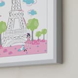 "Paris Art Print 1" - Art Print in Pink-multi by Rebecca Marchese - Frame Close-up