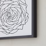"Linear Rose Drawing" - Art Print in Black line by Kathy Van Torne - Frame Close-up