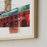 "Warehouse in Dumbo" - Art Print in Brickwall red by Viktoria Eperjesi - Frame Close-up