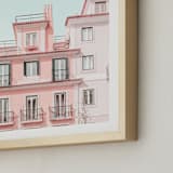 "Pastel Pink House" - Art Print in Peach by Heather Loriece - Frame Close-up