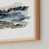 "Mountain View" - Art Print in Navy and Dusty Blue with Forest and Sage Green by Kate Nelson - Frame Close-up