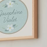 "Embroidery Name" - Personalized Art Print in Sky by Carolyn Kach - Frame Close-up