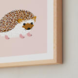 "Little Hedgehog" - Art Print in Blush by Genna Blackburn - Frame Close-up