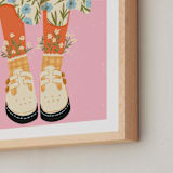 "Daisy Feet" - Art Print in Pink Daisy by Janna Sue Design - Frame Close-up