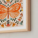 "Colorful Butterfly" - Art Print in Tangerine by Angel Walker - Frame Close-up