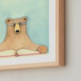 "Bear - let's read" - Art Print in aqua by Someday Designs - Frame Close-up