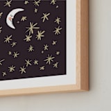 "Good Night Moon and Stars" - Art Print in Dark by Patrice Horvath - Frame Close-up