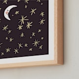 "Good Night Moon and Stars" - Art Print in Dark by Patrice Horvath - Frame Close-up