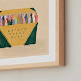 "Vintage Crayon Box - Things We Kept" - Art Print in Emerald Green by Erum Khalili Art - Frame Close-up