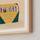 "Vintage Crayon Box - Things We Kept" - Art Print in Emerald Green by Erum Khalili Art - Frame Close-up
