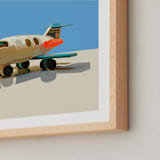 "Toy Jet" - Art Print in Blue by John Andrew Ward - Frame Close-up