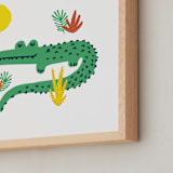 "Basking In The Sun" - Art Print in Alligator Green by Oscar and Emma - Karly Depew - Frame Close-up