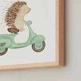 "Fast Riders II" - Art Print in Sage by Francisca Reyes - Frame Close-up