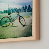"Toronto Bike 2" - Art Print in aqua by Margaret Hine - Frame Close-up