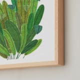 "Green Leaf Bouquet" - Art Print in Vibrant Green by Madeline Trait - Frame Close-up