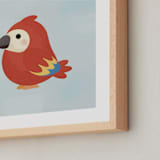 "Tropical Birds Macaw" - Art Print in Scarlet by Diana Pinnell - Frame Close-up
