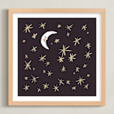 "Good Night Moon and Stars" - Art Print in Dark by Patrice Horvath - Framed