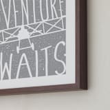 "Adventure Awaits Vintage Airplane" - Art Print in White by Lorena Depante - Frame Close-up