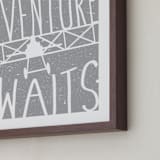 "Adventure Awaits Vintage Airplane" - Art Print in White by Lorena Depante - Frame Close-up
