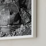 "ruined Pontiac" - Art Print in Black and White by Alaric Yanos - Frame Close-up