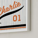 "Vintage Jersey - Orange/Black" - Personalized Art Print in Orange/Black by Jessie Steury - Frame Close-up