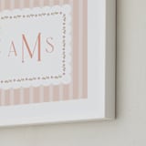 "Meadow Stripes Monogram" - Personalized Art Print in Blush by Ana Sharpe - Frame Close-up