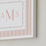 "Meadow Stripes Monogram" - Personalized Art Print in Blush by Ana Sharpe - Frame Close-up