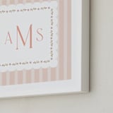 "Meadow Stripes Monogram" - Personalized Art Print in Blush by Ana Sharpe - Frame Close-up
